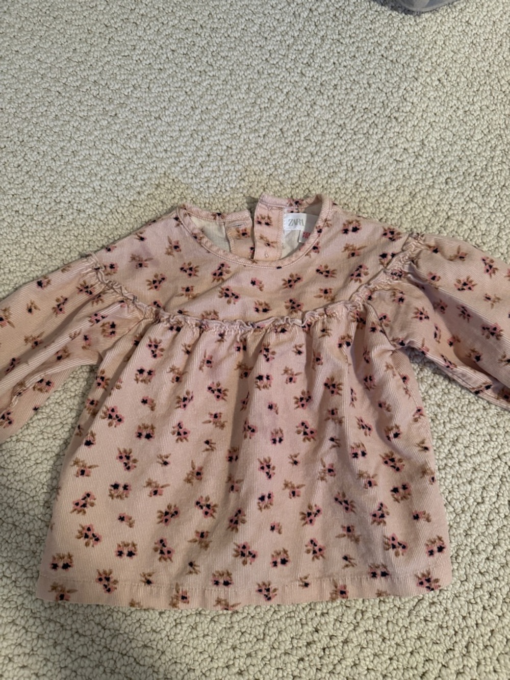 Zara Pink Floral Long Sleeve Peplum Top